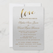 Charge Gold Foil Grunge Gray Wedding Invitation Kaart (Voorkant)