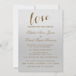 Charge Gold Foil Grunge Gray Wedding Invitation Kaart
