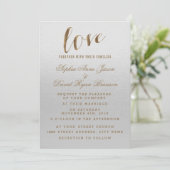 Charge Gold Foil Grunge Gray Wedding Invitation Kaart (Staand voorkant)