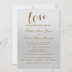 Charge Gold Foil Grunge Gray Wedding Invitation Kaart