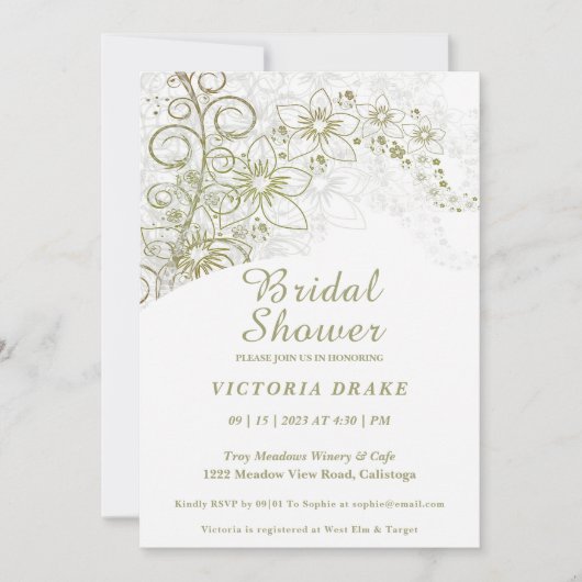 Charge Green Botanical Bridal Shower Invitation Kaart (Voorkant)