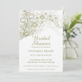 Charge Green Botanical Bridal Shower Invitation Kaart