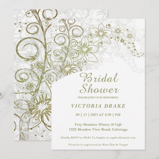 Charge Green Botanical Bridal Shower Invitation Kaart (Voorkant / Achterkant)