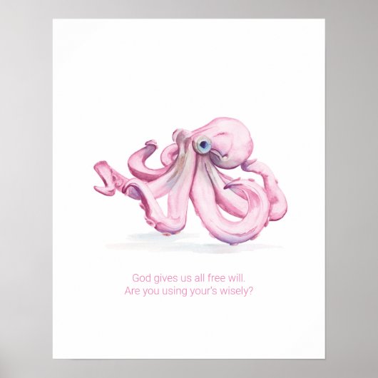 Charge Inspirerend Waterverf Octopus Poster (Voorkant)