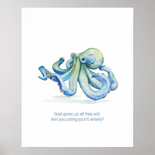 Charge Inspirerend Waterverf Octopus Poster (Voorkant)