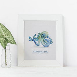Charge Inspirerend Waterverf Octopus Poster