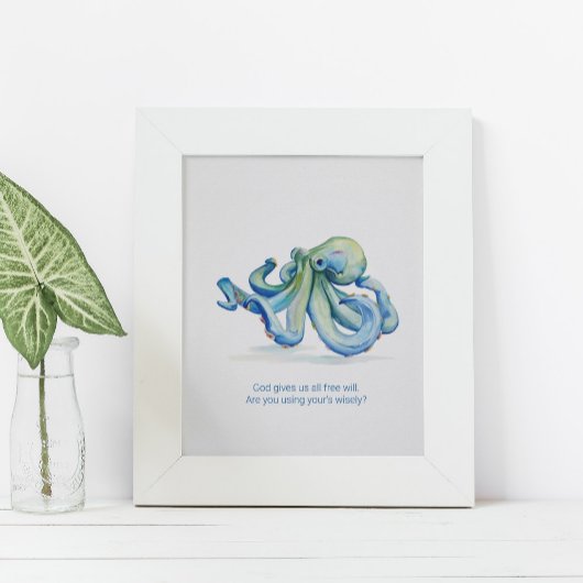 Charge Inspirerend Waterverf Octopus Poster