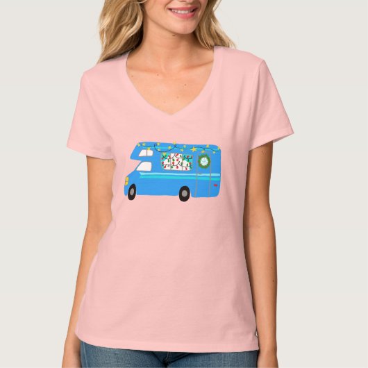 Charge kerstcamper Retro Motorhome RV-mas T-shirt (Voorkant)