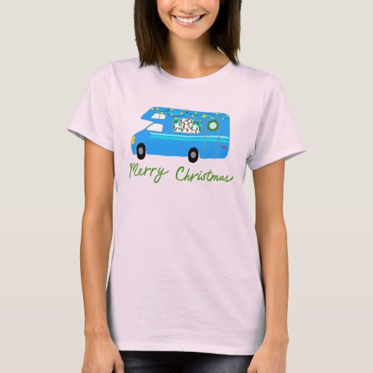 Charge kerstcamper Retro Motorhome RV-mas T-shirt (Voorkant)
