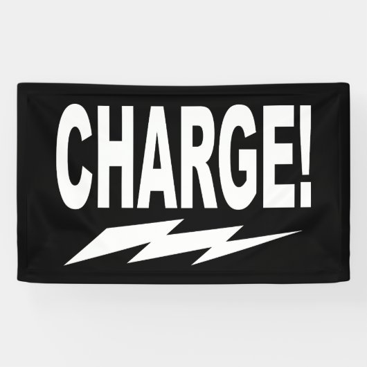 Charge! met Lightning Bolt Motivatie Spandoek (Horizontaal)