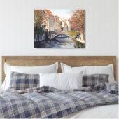 Charge Old Bridge over Kanaal in Schilderachtig Br Canvas Afdruk (Insitu (Slaapkamer))