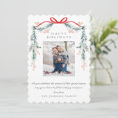 Charge Pastel Light Blue Kerstmis Garland Foto Feestdagenkaart (Staand voorkant)