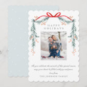 Charge Pastel Light Blue Kerstmis Garland Foto Feestdagenkaart (Voorkant / Achterkant)