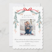 Charge Pastel Light Blue Kerstmis Garland Foto Feestdagenkaart (Voorkant)