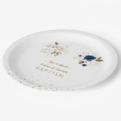 Charge Pink Blue Gold Flowers Twins Baptism Squ Papieren Bordje (Gekanteld)