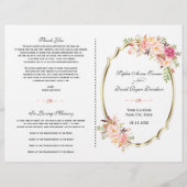 Charge Pink Blush Floral Gold Wedding Programme (Voorkant)