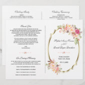 Charge Pink Blush Floral Gold Wedding Programme (Voorkant / Achterkant)