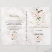 Charge Pink Gold Flowers Marble Wedding Program (Voorkant)