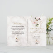Charge Pink Gold Flowers Marble Wedding Program (Staand voorkant)