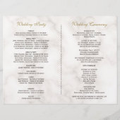 Charge Pink Gold Flowers Marble Wedding Program (Achterkant)