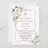 Charge Roos Gold White Cream Flowers Christening Kaart (Voorkant)