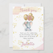 Charge roze olifant Hartelijk dank Kaart (Voorkant)