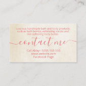 Charge Roze Roze Bath & Body Spa Skincare Visitekaartje (Achterkant)