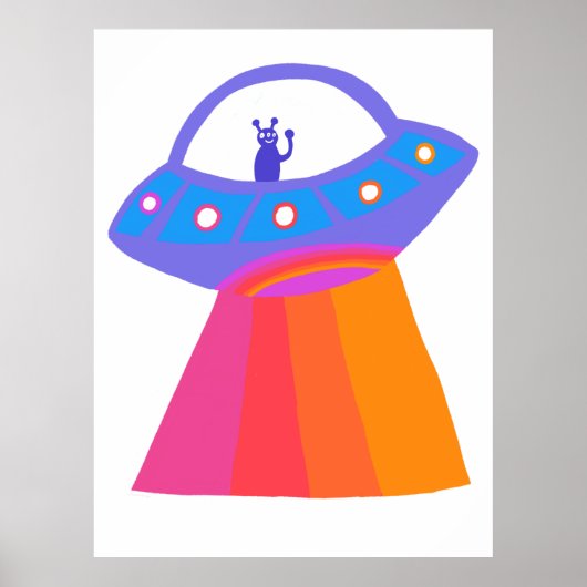 Charge Space Aliens Martians UFO Cute Poster (Voorkant)