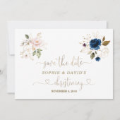 Charge Twins Pink Blue Floral Gold Christening Save The Date (Achterkant)