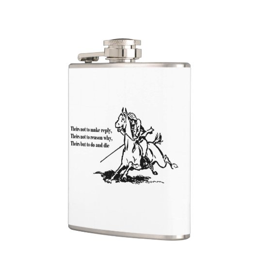 Charge van de Lichte Brigade Quote Illustratie Heupfles (Links)