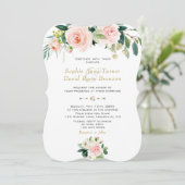 Charge Waterverf Blush Cream Flowers Weddenschap Kaart (Staand voorkant)