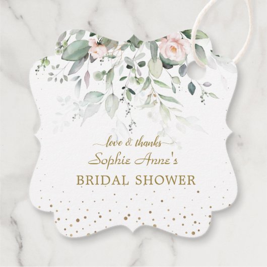 Charge Waterverf Roze Floral Gold Vrijgezellenfees Bedankjes Labels (Achterkant)