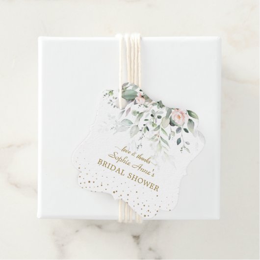 Charge Waterverf Roze Floral Gold Vrijgezellenfees Bedankjes Labels (In situ)