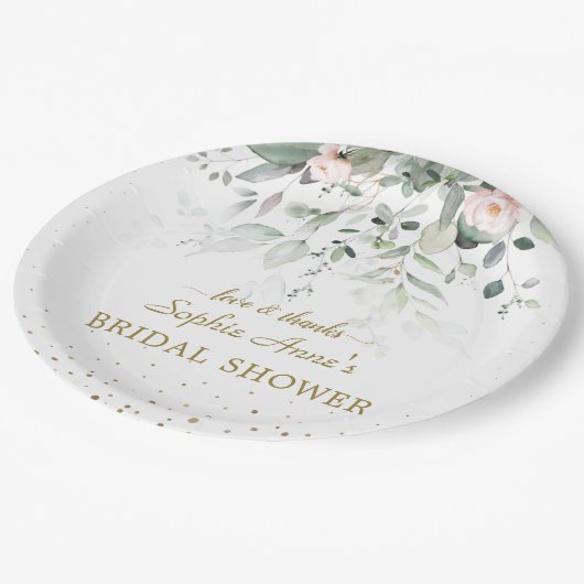 Charge Waterverf Roze Floral Gold Vrijgezellenfees Papieren Bordje (Gekanteld)