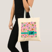 Charge Whimsy Butterflies Pink Monogram Tote Bag (Voorkant (product))