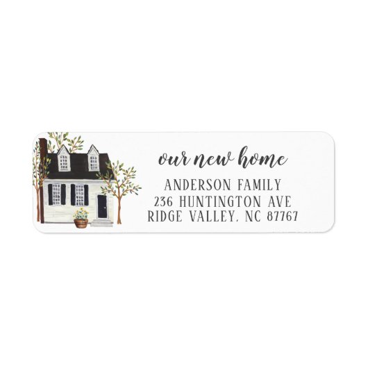 Charge White Cape House Nieuw Home Address Label (Voorkant)