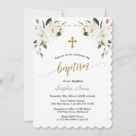 Charge White Magnolia Gold Baptism Calligraphy Kaart