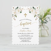 Charge White Magnolia Gold Baptism Calligraphy Kaart (Staand voorkant)