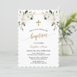 Charge White Magnolia Gold Baptism Calligraphy Kaart
