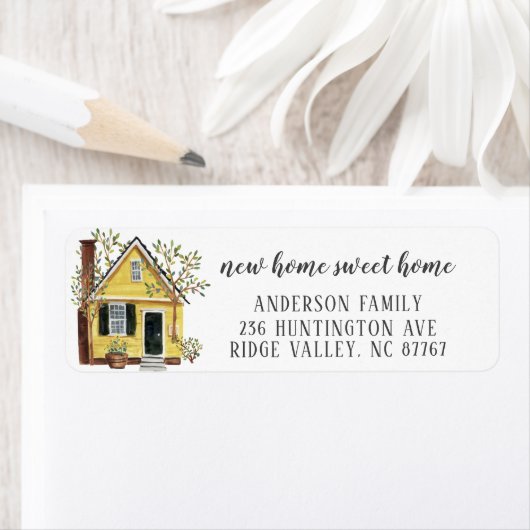 Charge Yellow House Home Sweet Home Adres Etiket (Insitu)