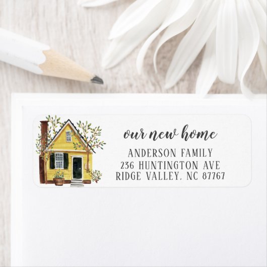 Charge Yellow House New Home Address Label (Insitu)
