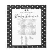 Charge zwart-wit Baby shower Word Zoeken Notitieblok (Voorkant)