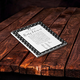 Charge zwart-wit Baby shower Word Zoeken Notitieblok