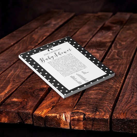 Charge zwart-wit Baby shower Word Zoeken Notitieblok