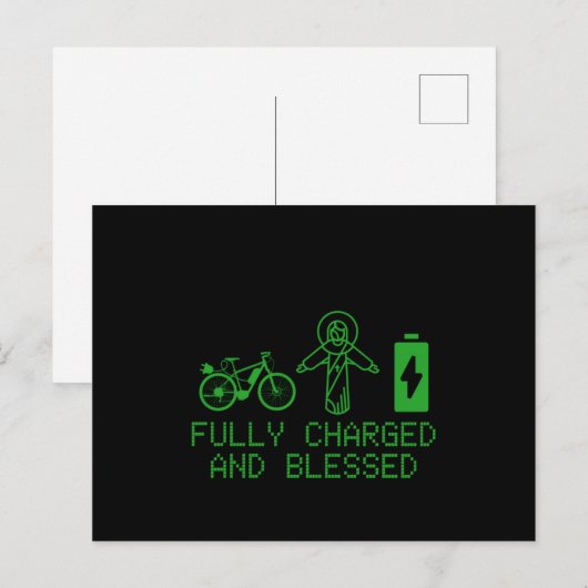 Charged And Blessed EBike Electric Bicycle Biking Briefkaart (Voorkant / Achterkant)