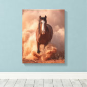 Charging Horse Dust Storm Sunset Art Canvas Afdruk (Insitu (Houten vloer))