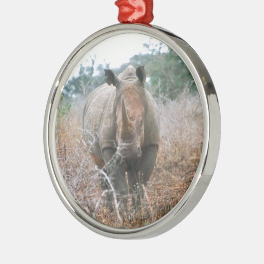 Charging Rhino Metalen Ornament (Links)