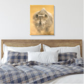 Charging Rhino - Pastels Canvas Afdruk (Insitu (Slaapkamer))