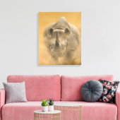 Charging Rhino - Pastels Canvas Afdruk (Insitu (Woonkamer))
