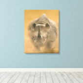 Charging Rhino - Pastels Canvas Afdruk (Insitu (Houten vloer))